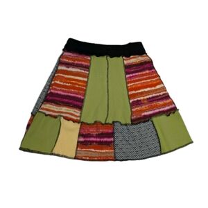 Funky Threadz Patchwork A Line Jersey Skirt M Artsy Boho #15